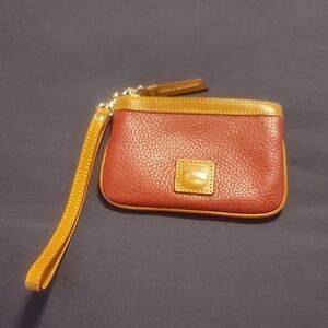 Dooney & Bourke Red and Tan Leather Wristlet